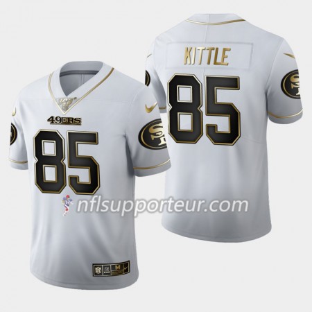Maillot Homme San Francisco 49ers George Kittle 85 Nike Blanc Golden Edition 100th